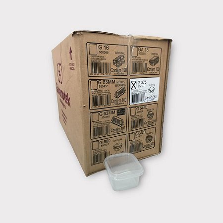 Pote Quadrado G375 150ml Pp Para Freezer E Microondas  Caixa à Granel Com 360potes Galvanotek