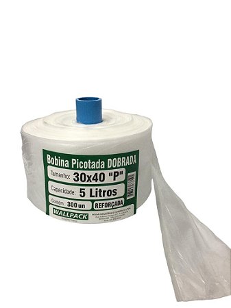 Bobina Plástica Picotada Fundo Estrela 30x40cm  5 Litros Com 300un Reforçada Wallpack