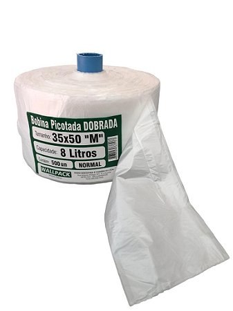 Bobina Plástica Picotada Fundo Estrela 35x50cm  8 Litros Com 500un Normal Wallpack