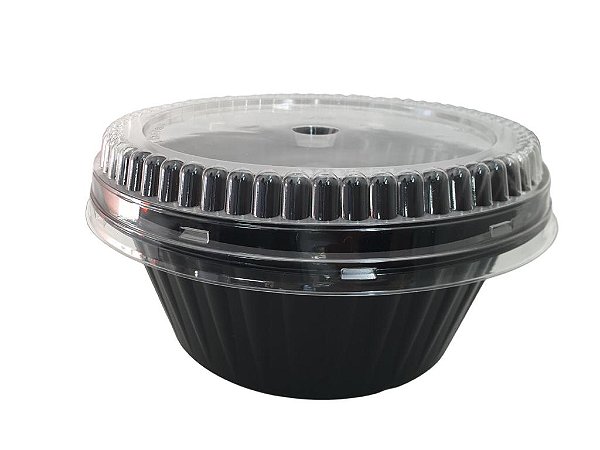 Forma Para Bolo Forneável G232 1500ml Preta Cpet Com Tampa Caixa Com 50cj Galvanotek