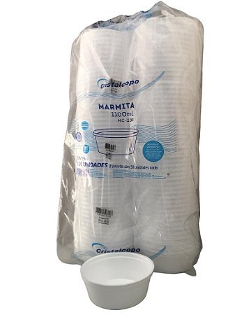 Marmiteiro Marmitex Marmita De Isopor Redonda Eps Mc1100 1100ml Fardo Com100unid Cristalcopo