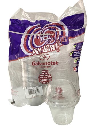 Copo Bolha G677 Com Tampa 250ml Pacote Com 25 Cj Galvanotek