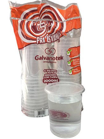 Kit Pote E Tampa G315 2000ml Pra Levah Com 20cj Freezer E Microondas Galvanotek