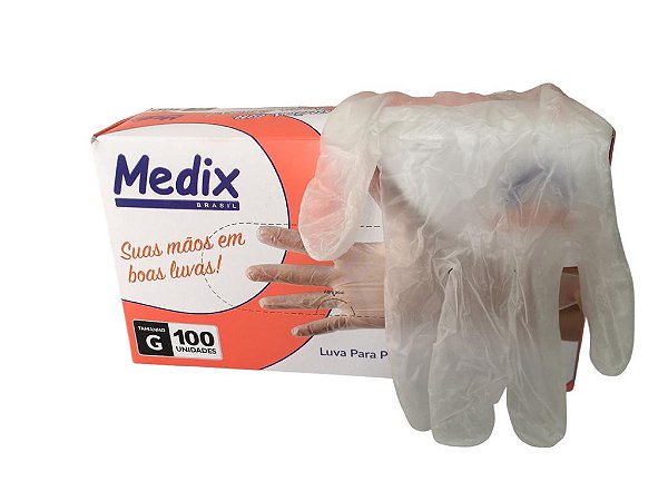 Luva Para Procedimento Vinil Com Po Tamanho G Caixa Com 100luvas Medix