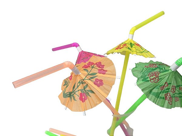 Canudo Decorativo Guarda Chuva Flex 6mm Misto Pct C/10Unid Strawplast
