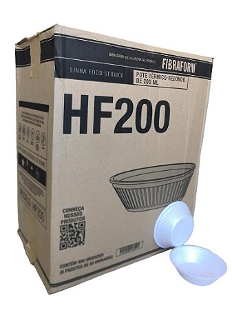 Pote Termico Redondo Hf200 200ml Sem Tampa Caixa Com 400unidades Fibraform