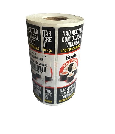 Lacre De Segurança Para Delivery Sushi 100x35mm Rolo Com 500unid