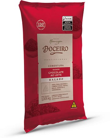 COBERTURA RALADA SABOR CHOCOLATE AO LEITE 1,005KG UNID DOCEIRO