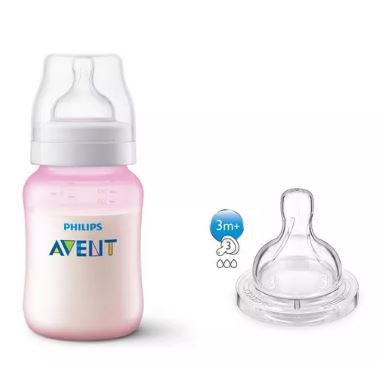 Mamadeira Anti-Colic Rosa Philips Avent + Bico 3 - SCD809/27