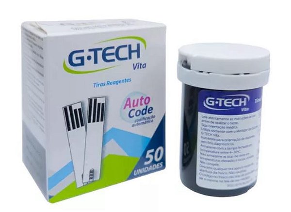 Tira Reagente Glicemia Glicose Diabete G-tech Vita Cx 50 Und