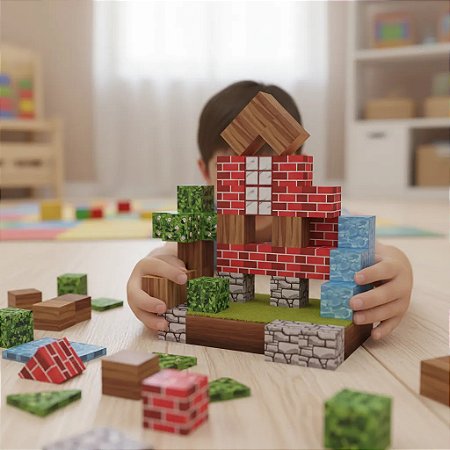 Blocos Magnéticos Minecraft Brinquedos Educativos - 63 Pçs