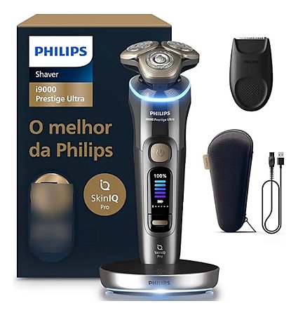 Barbeador Elétrico I9000 Prestige Ultra Xp9402/11 Philips Prata E Preto 127/220v