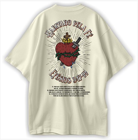 Habitado pela Fé Camiseta Cristã Oversized Hebreus Evangelho