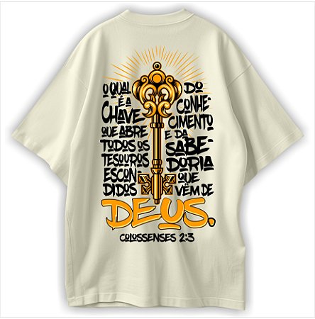 Sabedoria que vem de DEUS Camiseta Cristã Oversized Evangelho Jesus Cl 2:6