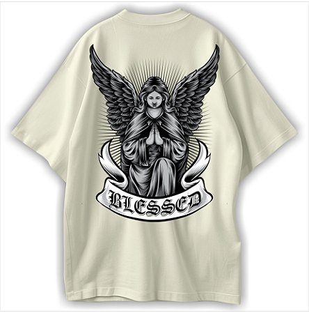Blessed Camiseta Cristã Oversized Jesus Anjo de Deus
