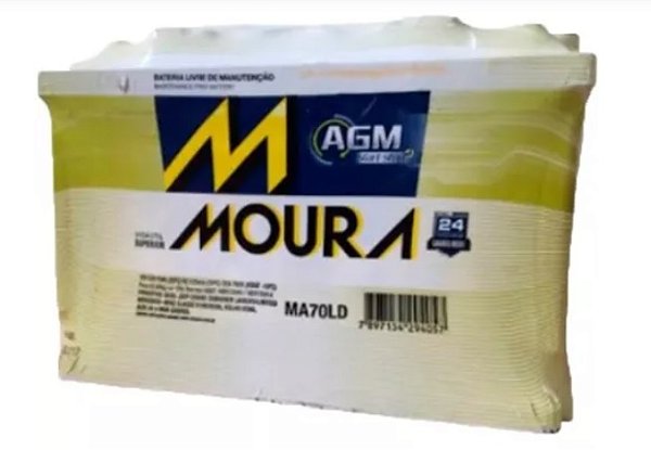 Bateria Moura AGM 70 amperes para carro - MA70LD