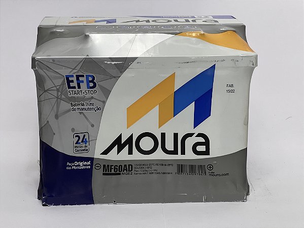 Bateria Moura EFB 60ah para carro - MF60AD