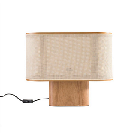 Abajur Madeira Castanho Eliptico