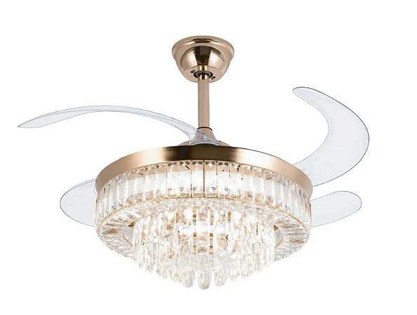 VENTILADOR CRISTAL CASCATA 50CM / 107CM 30W COM CONTROLE REMOTO