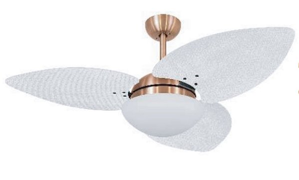 VENTILADOR TRÊS PÁS EM ACABAMENTO PALHA