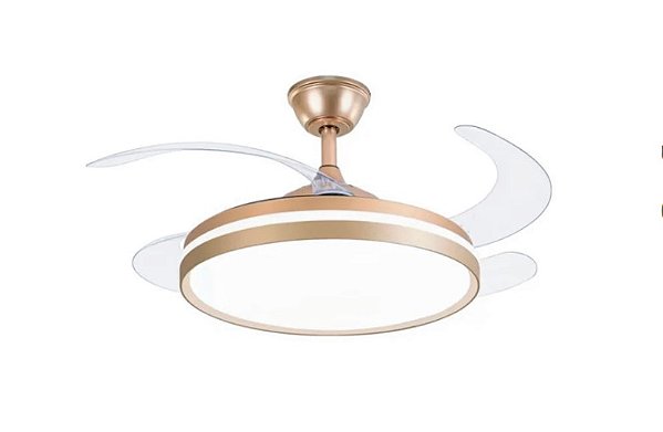 VENTILADOR DOURADO 50CM/107CM 30W COM CONTROLE REMOTO MULTICOR