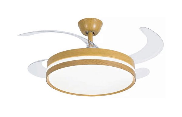 VENTILADOR AMADEIRADO 50CM/107CM 30W COM CONTROLE REMOTO MULTICOR