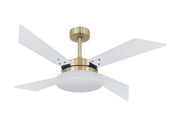 VENTILADOR QUATRO PÁS EM ACABAMENTO MDF LAQUEADO ESTRUTURA OURO