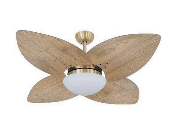 VENTILADOR QUATRO PÁS EM ACABAMENTO FREIJÓ OU IMBUIA ESTRUTURA OURO