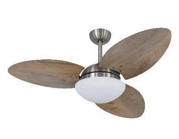 VENTILADOR TRÊS PÁS EM ACABAMENTO FREIJÓ OU IMBUIA ESTRUTURA PRATA