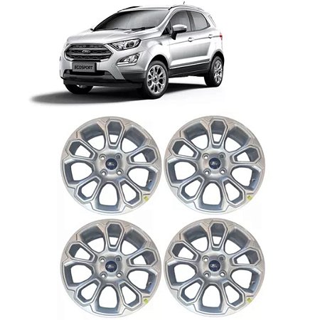 Jogo Roda Liga Aro 17 Prata Ecosport Original Ford + calotas