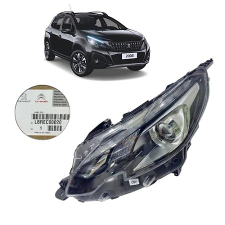 Farol Esquerdo Peugeot 2008 Máscara Negra 2015/2024 Original 9822454480