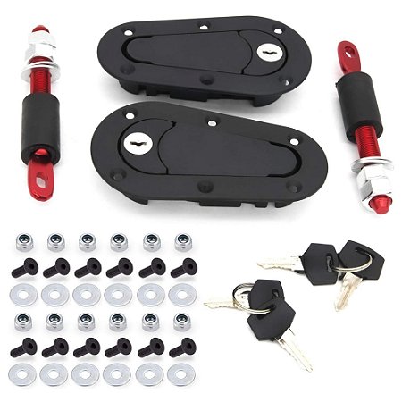 Kit Trava Capô Universal Preta Esportiva Estilo Aerocatch