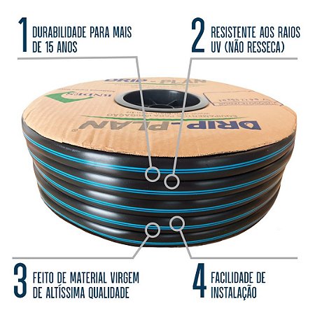 Mangueira Cega Drip-Plan Tubo Pelbd 20mm 350 Mts Pn 25