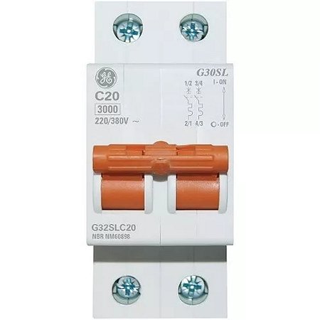 DISJUNTOR DIN BIPOLAR 20A-C