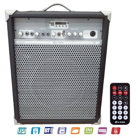 Caixa De Som Amplificada Multiuso USB FM Preta UP10 - LL AUDIO
