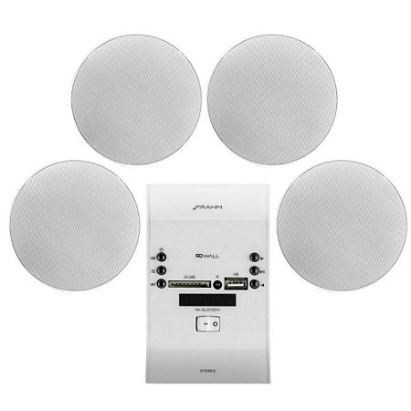 Kit Som Ambiente RD WALL Branca e 4 Arandelas 6CX50R -  FRAHM