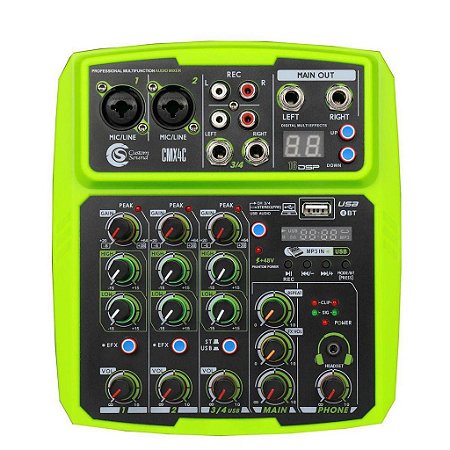 Mesa De Som 4 Canais CMX4C Verde - CUSTOM SOUND