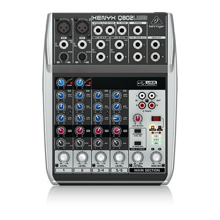 Mesa De Som Analógica Com 8 Canais XENYX Q802 USB - BEHRINGER