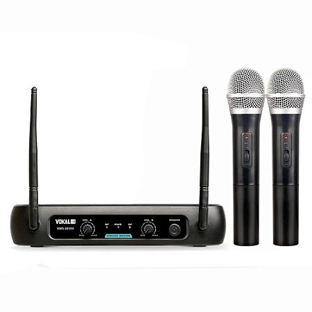 Microfone Profissional de Mão Duplo Sem fio VHF VWS-20 PLUS - VOKAL