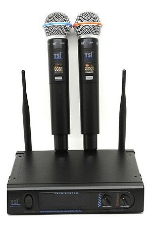 Microfone Sem Fio Digital Duplo 96 Canais 1200UHF - TSI