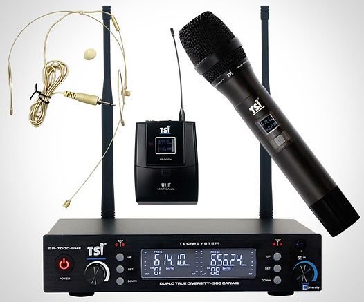 Microfone sem fio duplo BR-7000-CLI-UHF - TSI