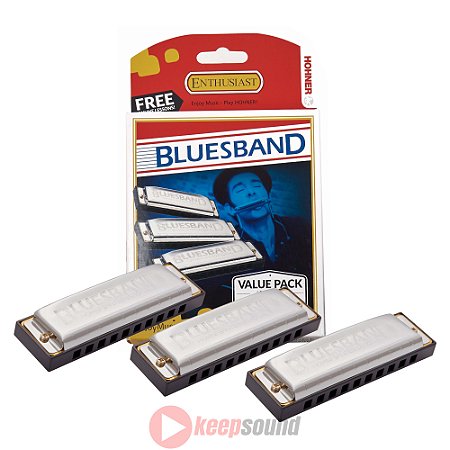 Kit 3 Gaitas Diatônicas Em Lá-Dó-Sol(A-C-G) BLUES BAND VALUE PACK - HOHNER