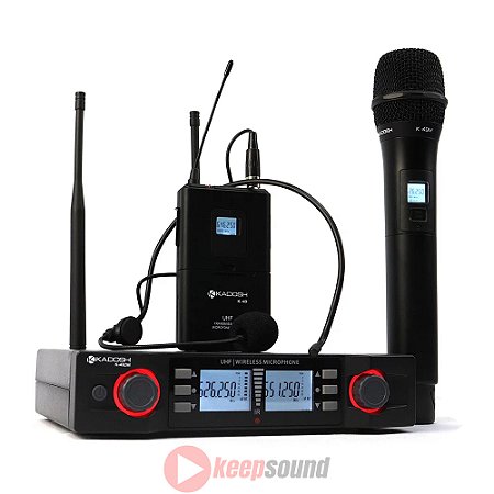 Microfone Duplo Profissional de Mão | Headset Sem fio K402C - KADOSH