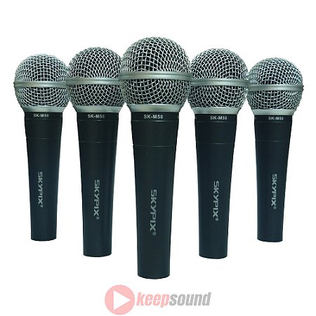 Kit 5 Microfones Profissionais de Mão SK-M58-5- SKYPIX