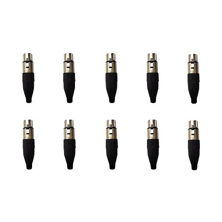 Kit 10 Conectores XLR Fêmea Linha PLG SA2X - SANTO ANGELO