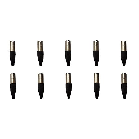 Kit 10 Conectores XLR Macho Linha PLG SA2X - SANTO ANGELO