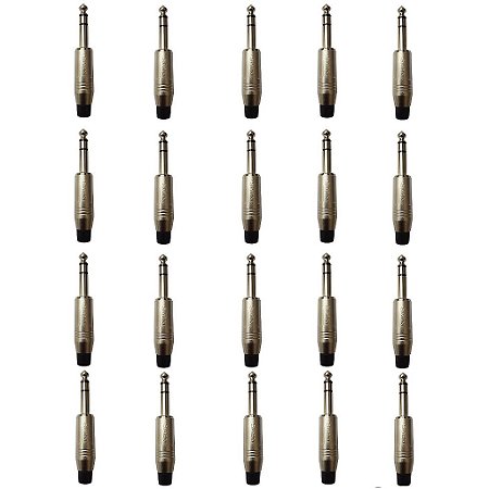 Kit 20 Conectores P10 Macho Estéreo Linha PLG SA2X - SANTO ANGELO