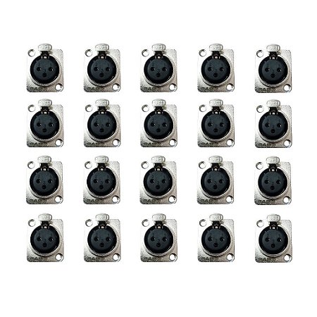 Kit 20 Conectores XLR Fêmea Painel SA2X - SANTO ANGELO