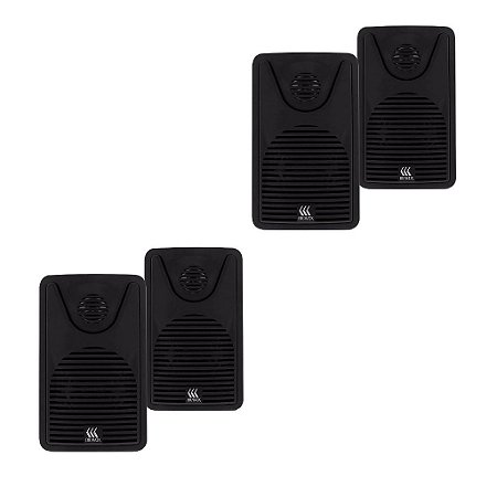 Kit 2 Pares de Caixa de Ambiente Preta 60W FOCO 35 - BRAVOX