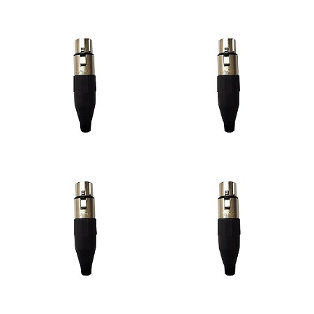 Kit 4 Conectores XLR Fêmea Linha PLG SA2X - SANTO ANGELO